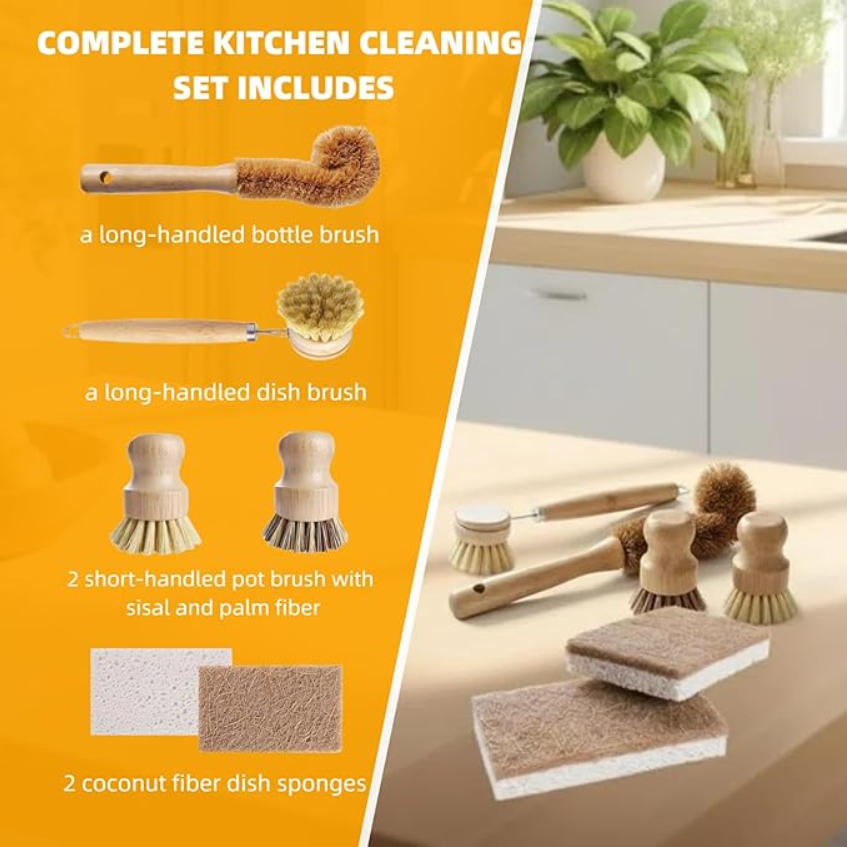 Conjunto de 6 Escovas de Bambu - Substrate Coconut Fiber avaliação e preço